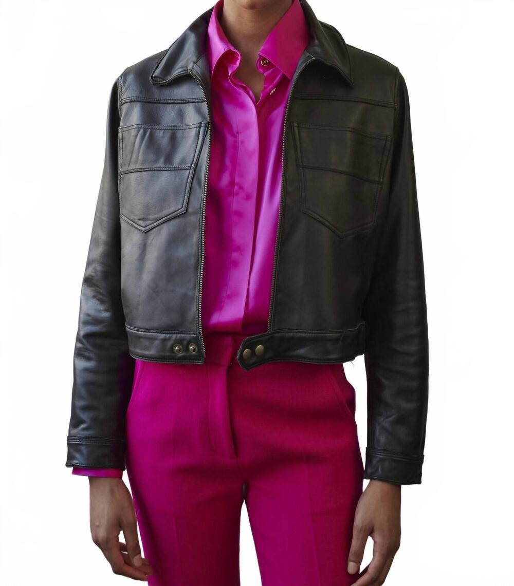 NEW JAKETT hyden burnished leather jacket in black